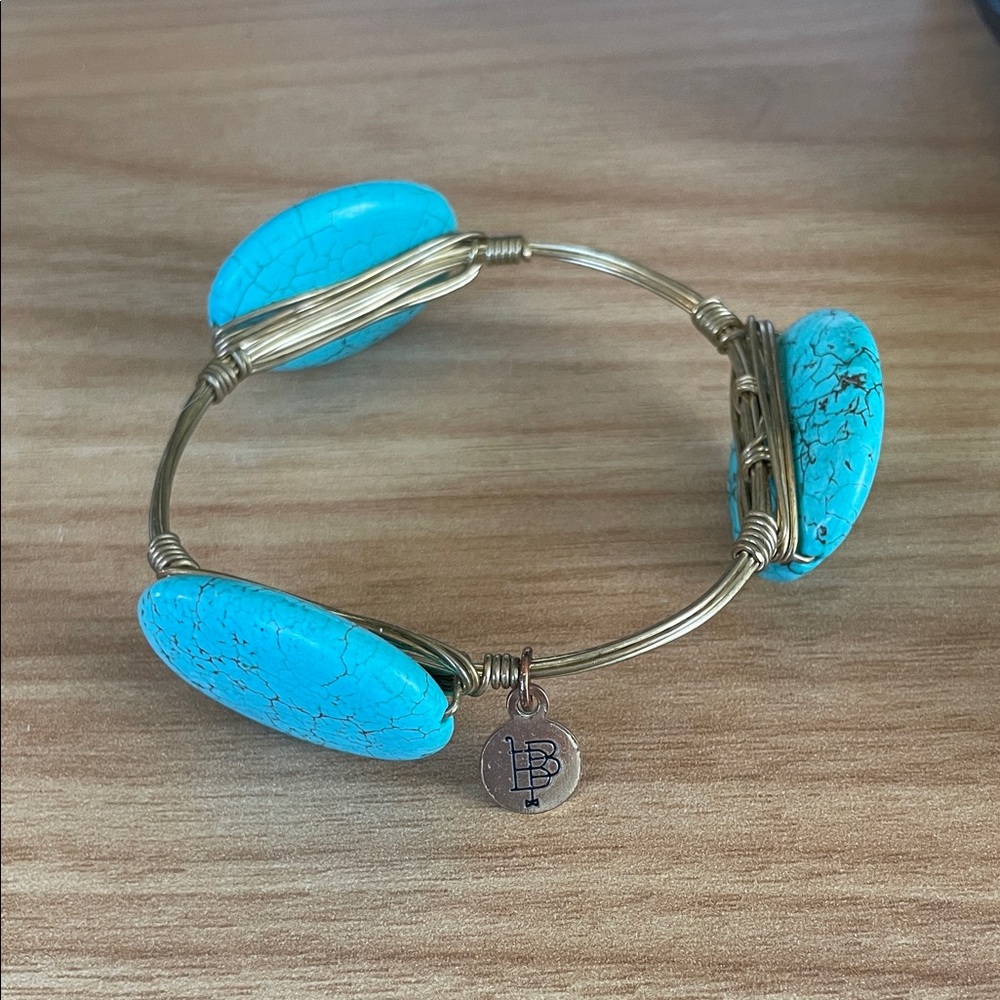 Bourbon and Bowties Turquoise Blue Wire-Wrapped Bangle